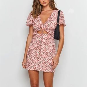 Beginning Boutique pink floral cutout mini dress